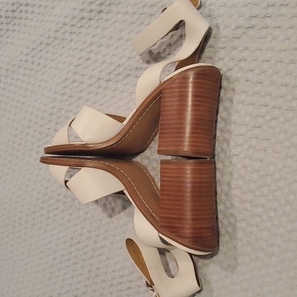 Marc Fisher Orla Slingback Sandals in White Leather Heels Size 7 (#10) - Picture 4 of 7